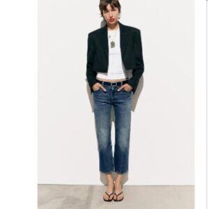 Zara - High Rise Straight Crop Jean Dark Wash - Size 2